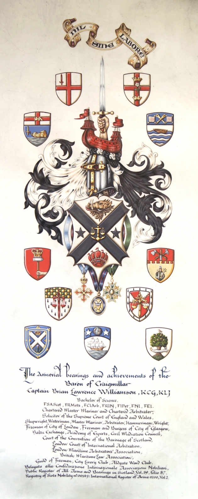 heraldic panel on vellum