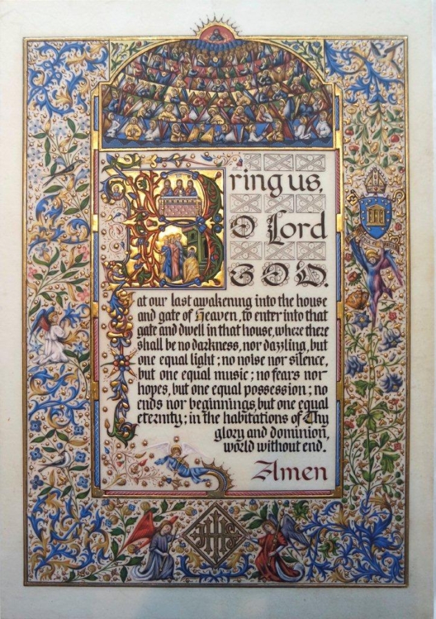Illuminated page of remembrance on vellum