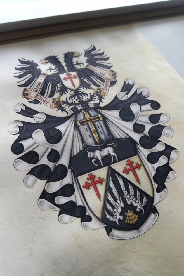 coat of arms on natural vellum